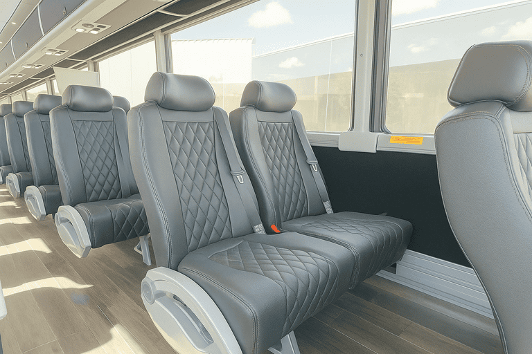 interior of Evanston Coach Bus Service charter bus